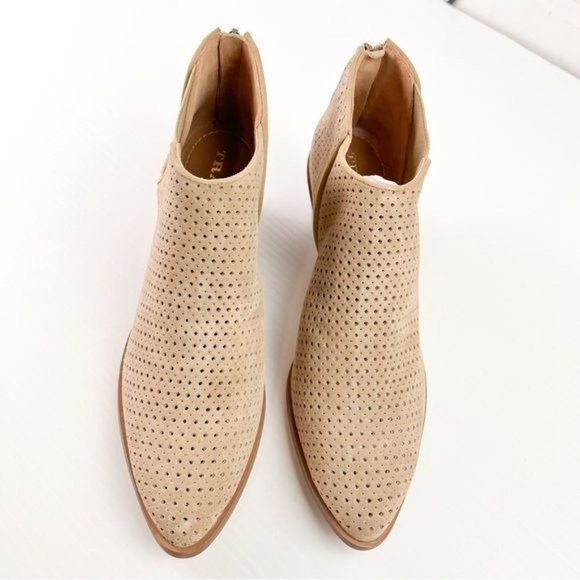 Trask Bootie womens size 11 Tisha Perforated Taupe Oiled Suede Ankle Shoe - Picture 3 of 12